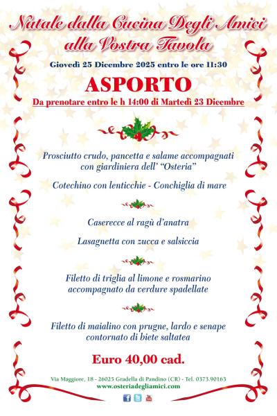 Menu Natale Asporto 2025 